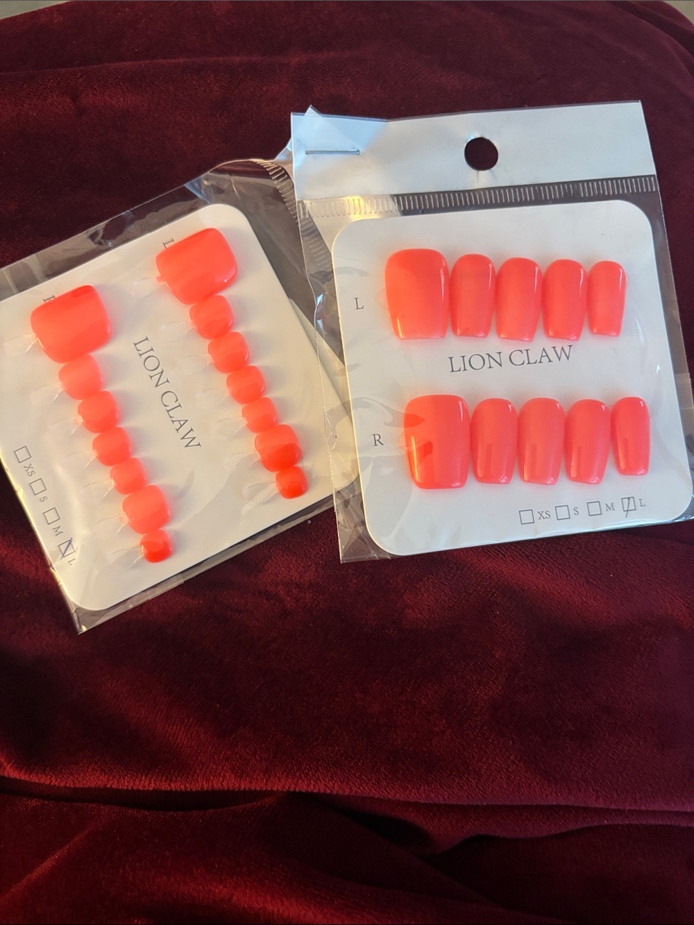 Lion Claw Neon Coral Press-On Nails
